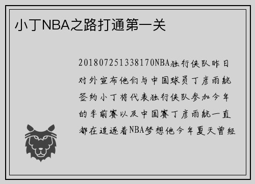 小丁NBA之路打通第一关